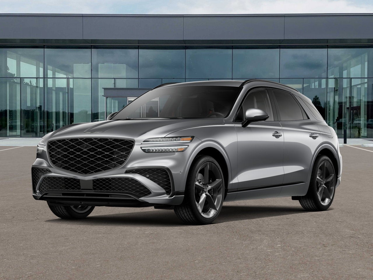 2026 Genesis GV70 3.5T Sport Prestige in Savile Silver — front three-quarter view