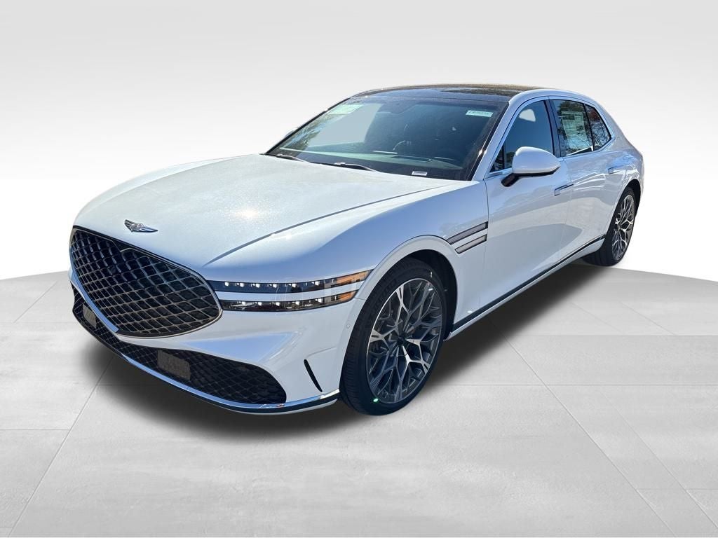 2026 Genesis G90 3.5T e-SC in Uyuni White — front three-quarter view
