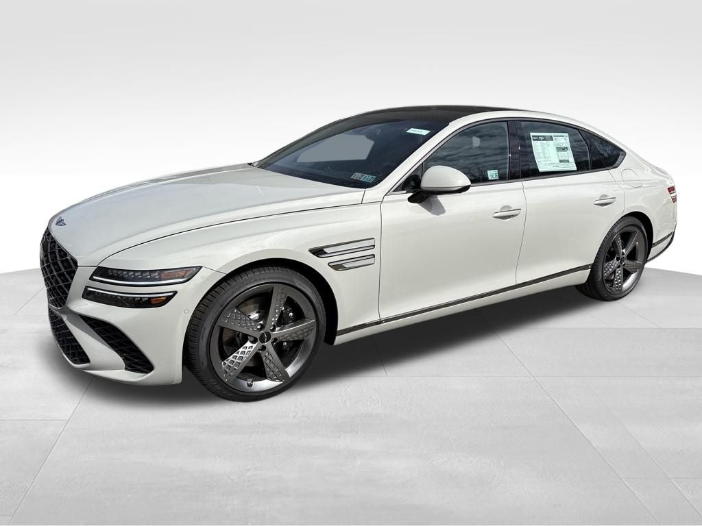 2026 Genesis G80 2.5T Sport Prestige in Vatna Gray — front three-quarter view