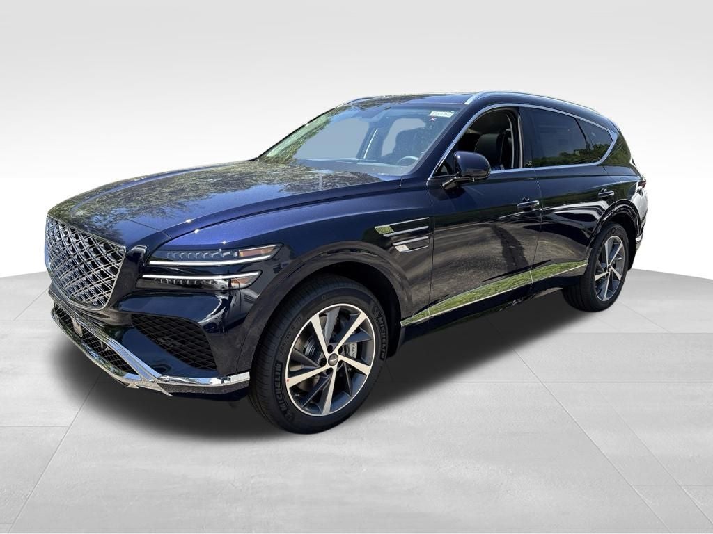 2026 Genesis GV80 3.5T Advanced in Capri Blue — front three-quarter view