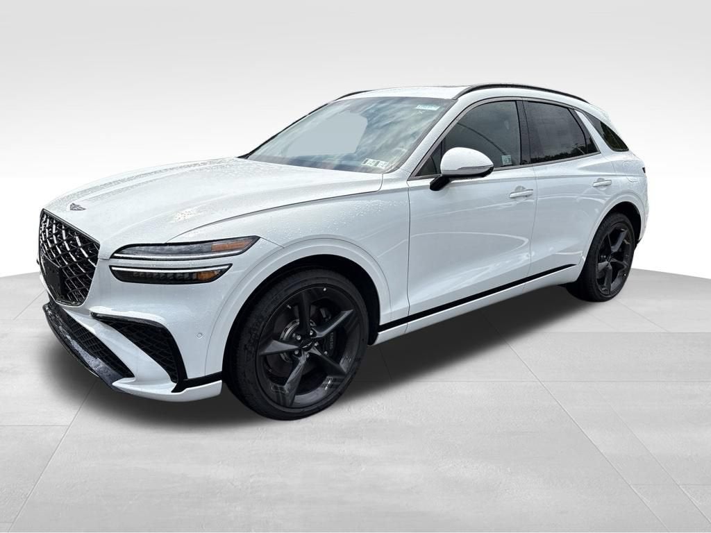 2026 Genesis GV70 3.5T Sport Prestige in Alta White — front three-quarter view